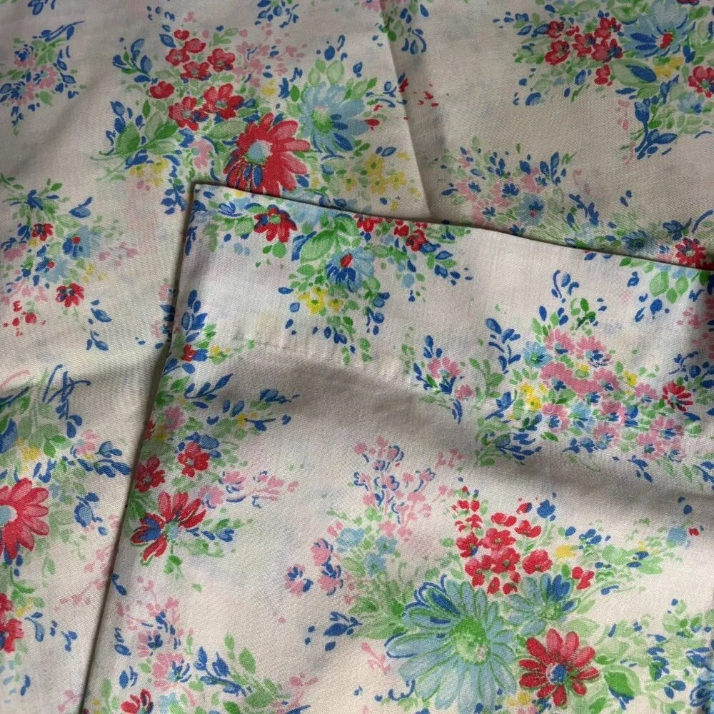 Vintage Pacific King Pillowcase Floral Extra Strength Muslin Cotton Poly Blend